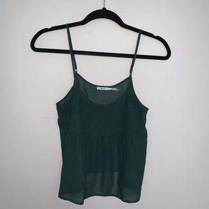 UO Kimchi Blue Hunter Green Sheer Tank Top Blouse